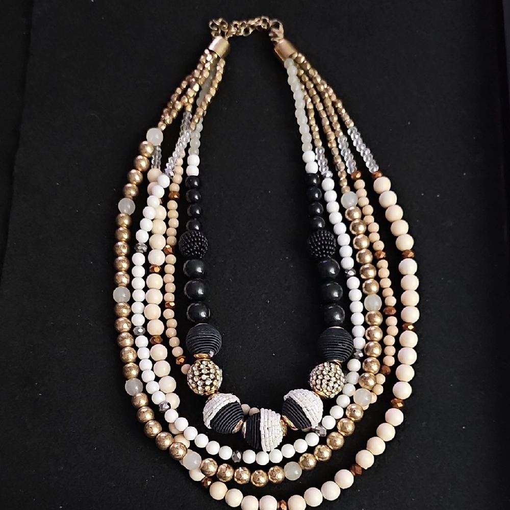 Sassy Jones Black and Gold Multi-Strand Necklace